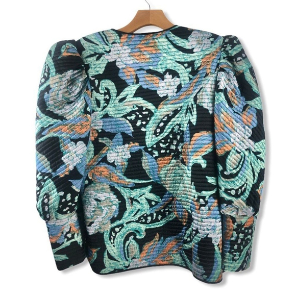 Vintage Pierre Labiche Silk Puff Sleeve Open Front Jacket S - Picture 3 of 13